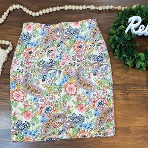 Anthropologie Philosophy pencil floral skirt